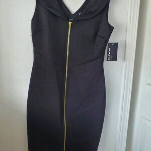 Black Dress with gold zipper.